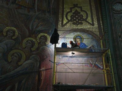 Мозаика в строящемся храме вооруженных сил РФ (без персоналий). Фото: 24tv.ua Мозаика в строящемся храме вооруженных сил РФ (без персоналий). Фото: 24tv.ua